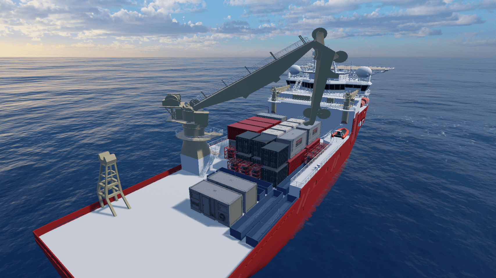DeckPlanner interface showing subsea equipment layout with weight and centre-of-gravity calculations