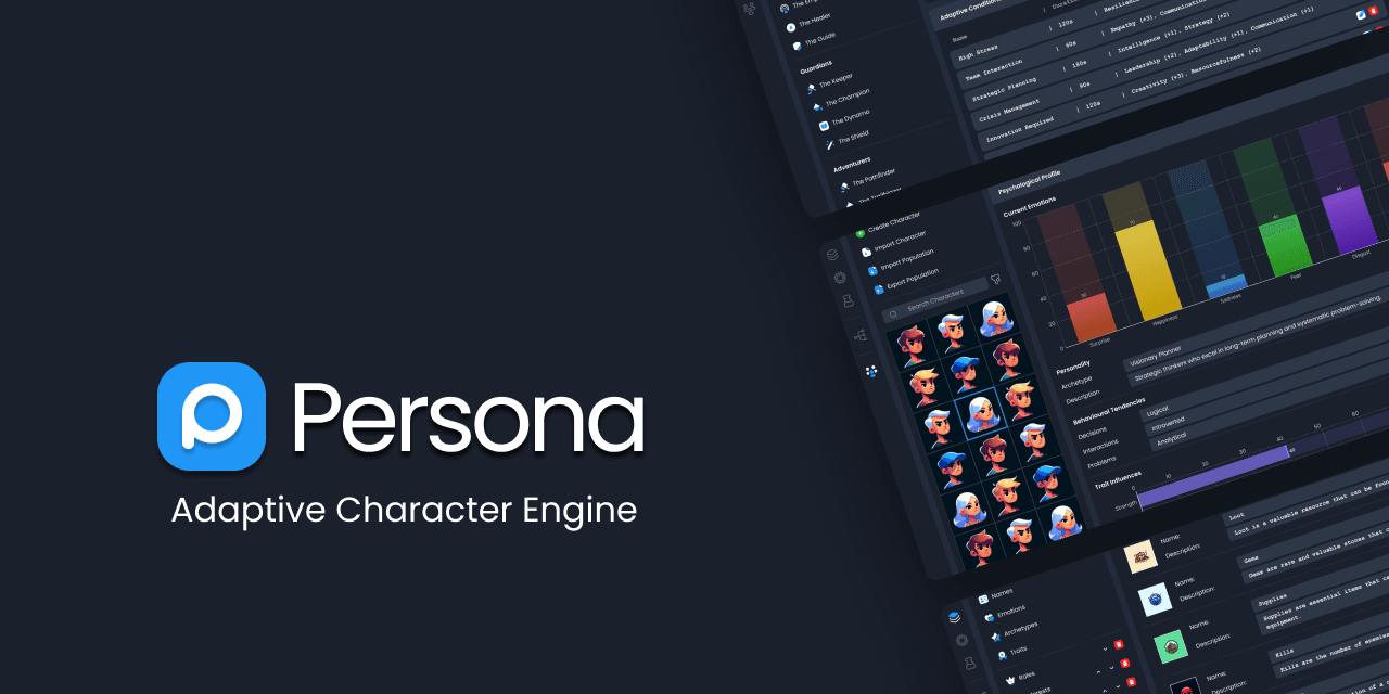 Persona character intelligence platform showcasing evolutionary generation and adaptive behaviour systems