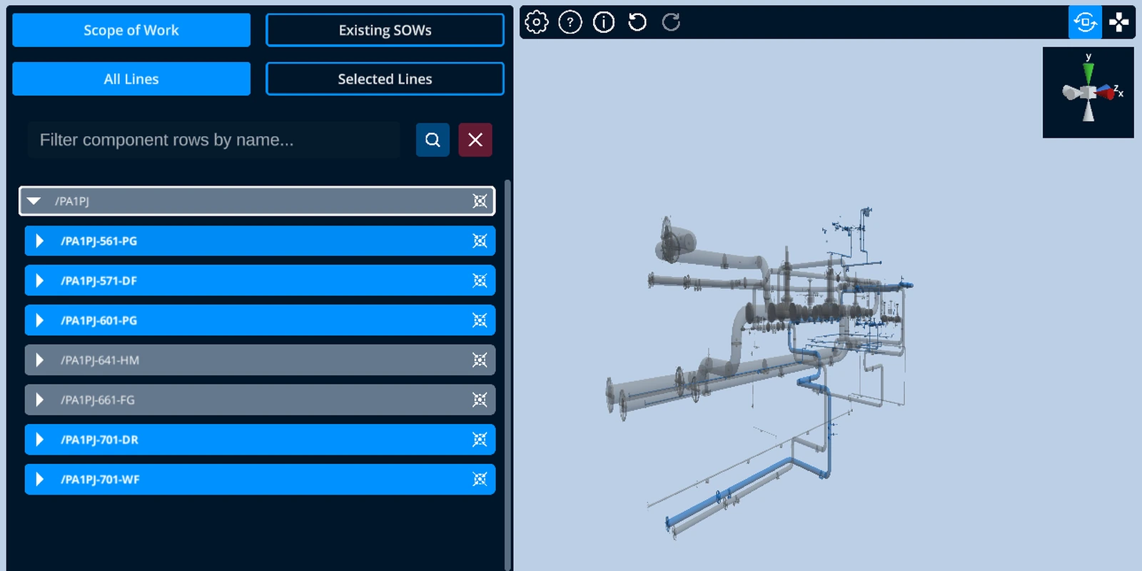 PlantSentry inspection management dashboard showing progress, estimated hours and plant work status