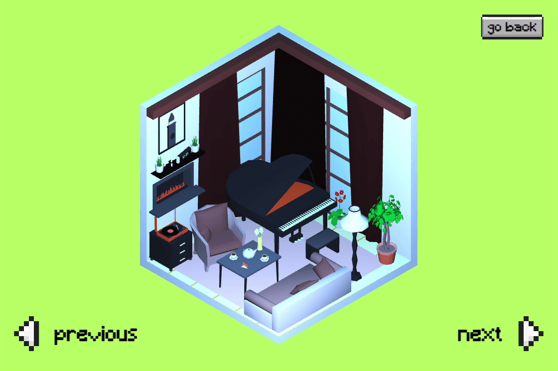 RoomCraft isometric room builder showing a customisable interior layout